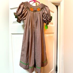 Silly Goose Hand Smocked Pumpkin Dress size 4t